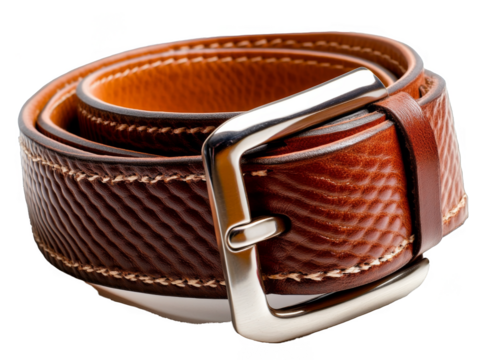 Exquisite Brown Leather Belt with a Timeless Design