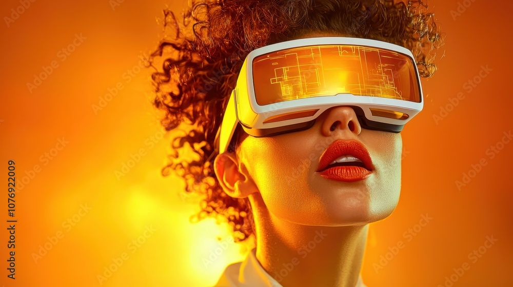 Poster woman utilizes smart glasses to enhance work efficiency with augmented reality standards