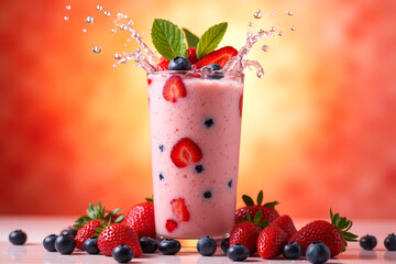 Refreshing Strawberry Milkshake Splash