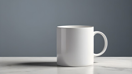 Obraz premium White mug mockup on white marble table.