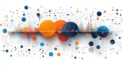 Obraz premium Abstract Data Visualization with Colorful Circles and Lines