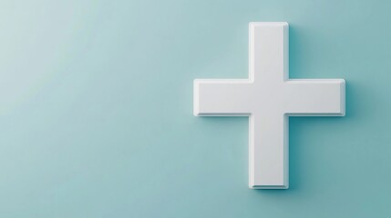 Fototapeta premium Clean Medical Cross Icon with Empty White Copyspace for 3D Graphic Design
