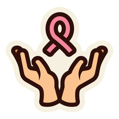 Obraz premium hands holding awareness ribbon sticker