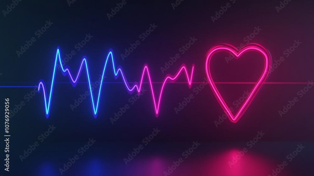 Poster heartbeat line icon isolated on minimalist background with copy space