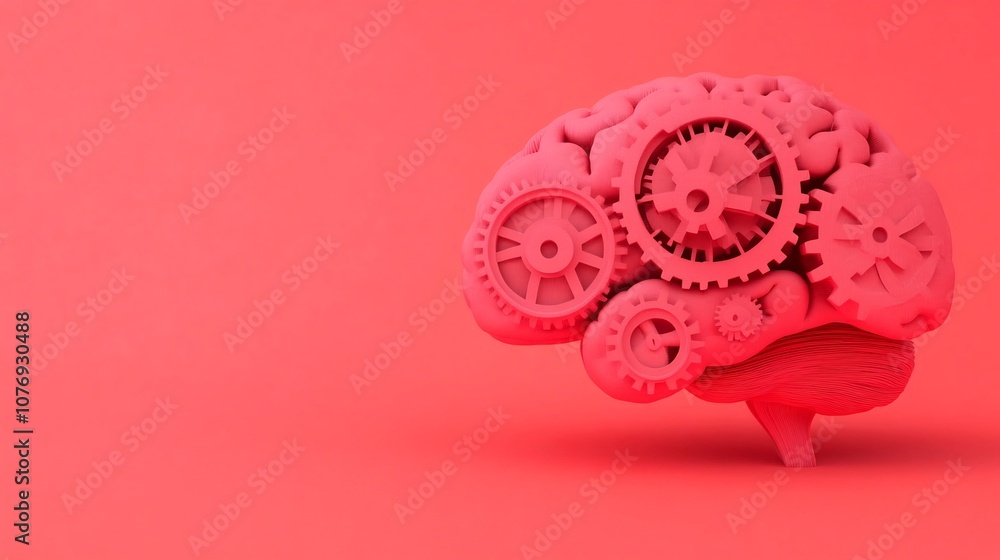 Poster skills development brain gears symbolic icon for innovative thinking and learning