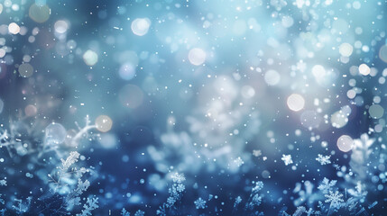 Fototapeta premium Winter Scene with Sparkling Ice Crystals and Bokeh Lights