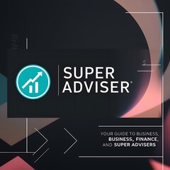 Super Advisor Logo with Upward Arrow and Geometric Shapes