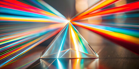 Glossy Abstract Light Beams Through Prism Spectrum Symbolizing Enlightenment Epiphany Copy Space Ideal for Epiphany Themed Ads Magazine Covers Vibrant Spectrum Photo Stock Concept