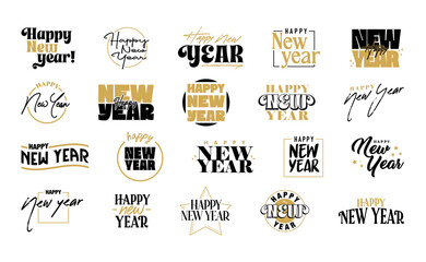 Happy New Year Gold and Black elegant Typography Design