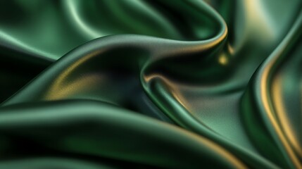 Obraz premium A close-up view of luxurious green satin fabric, showcasing smooth texture and rich color, ideal for various design projects.