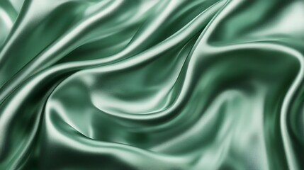 Fototapeta premium Elegant green silk fabric with smooth waves and subtle sheen, perfect for luxurious backgrounds or textile themes.