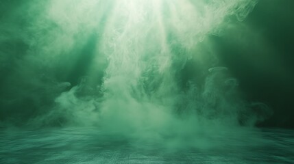 Obraz premium Mysterious green fog emits an ethereal glow, creating a surreal underwater atmosphere ideal for creative projects.