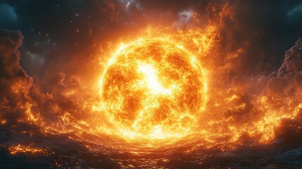 Obraz premium A glaring sun on a hot day, a visual representation of the intensity of heatwaves caused by global warming