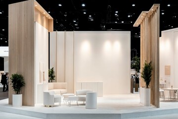 Design mockup of a modern trade show booth setup.