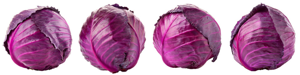 Obraz premium Fresh purple cabbage isolated on transparent background