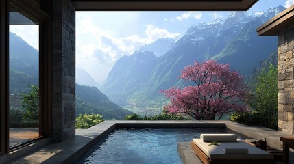 Fototapeta premium An outdoor spa with warm pools