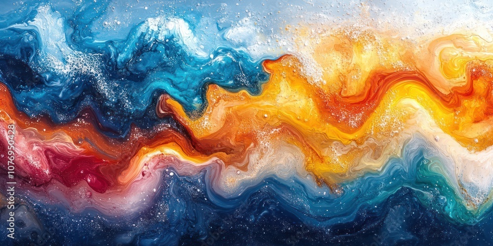 Poster bold colors swirl together, creating a dynamic and captivating visual experience of vibrant hues