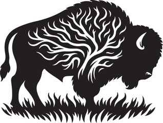 Fototapeta premium Bison Silhouette Vector Art on White Background - Powerful Plains Animal Icon Design