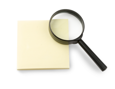 Magnifying glass and stickers isolated on white