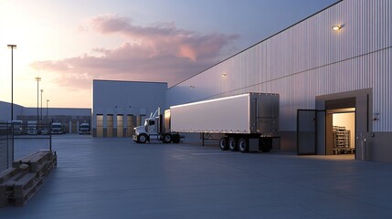 Obraz premium Warehouse loading dock with trucks
