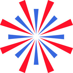 Fototapeta premium Vector illustration of colorful fireworks from the collection of American flag-themed icons. A celebration of American culture and identity. Independence Day celebrations, a decorative element in an A