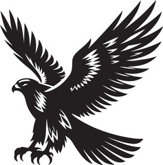 Falcon Silhouette Vector Art on White Background - Majestic Bird of Prey Icon Design
