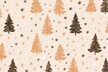 Obraz premium Beige christmas pattern plant tree backgrounds.