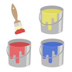 ペンキとハケのイラスト