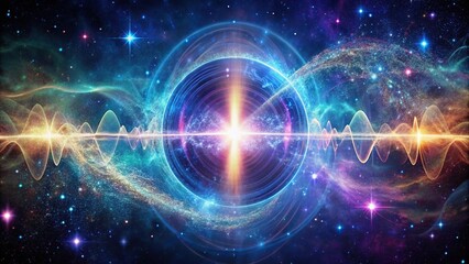 Obraz premium Abstract representation of a cosmic pulsar emitting rhythmic waves of cosmic energy, a cosmic heartbeat Extreme Close-Up