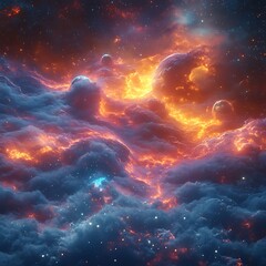 Obraz premium Deep Space Exploration Glowing Nebula Sparkling Stars picture