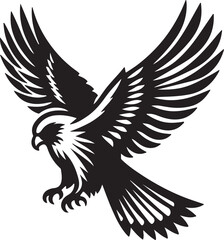Fototapeta premium Falcon Silhouette Vector Art on White Background - Majestic Bird of Prey Icon Design 
