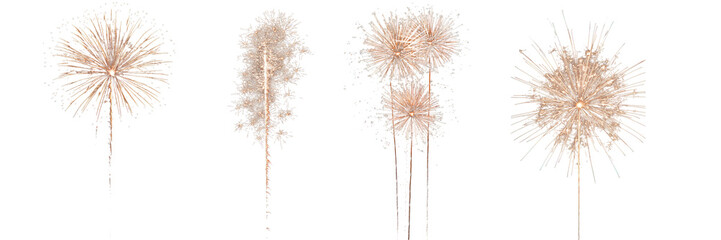 Set of a Fireworks isolated on a transparent background, PNG file