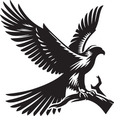 Falcon Silhouette Vector Art on White Background - Majestic Bird of Prey Icon Design

