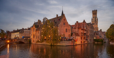 Fototapeta premium Bruges canals, Flanders, Belgium