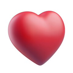 red heart shaped 3d render icon isolated on transparent background cutout