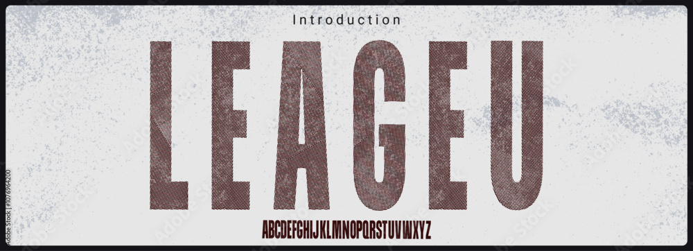 Poster condensed sans serif typeface vector font. alphabet vector font with halftone texture.