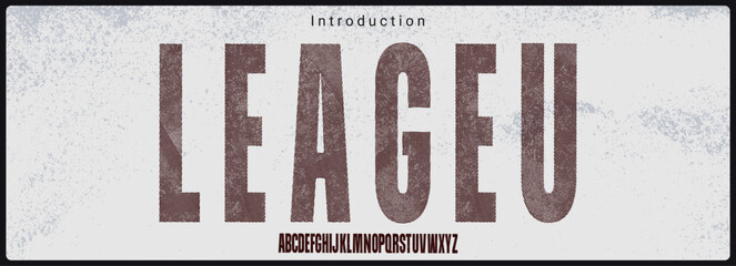 Condensed sans serif typeface vector font. Alphabet vector font with halftone texture.  