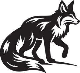 Obraz premium Fox Silhouette Vector Art on White Background - Elegant Wild Animal Icon Design 