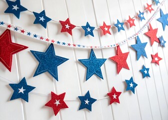Obraz premium Red, White, and Blue Star Garland Decoration