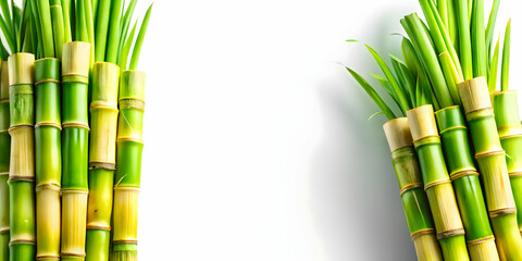Fototapeta premium Pongal Sugarcane Vector Isolated Stalks Symbolizing Harvest Prosperity Infographic Icons Clean Lines Vibrant Green Colors Stock Concept for Celebrating Tamil Festival
