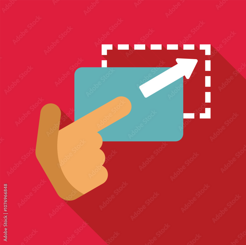 Poster finger clicking and dragging to resize a window on a touchscreen device