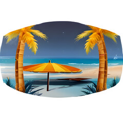 Beautiful Digital Illustration of Beach and Palms - Tropical Paradise Design