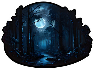 nchanting Digital Illustration of Forest at Night - Mysterious Nature Scene