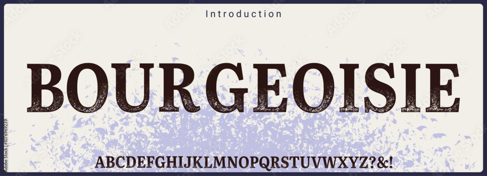 Fototapete condensed serif typeface vector font. alphabet vector font with texture and rough style.