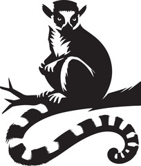 Lemur Silhouette Vector Art on White Background - Playful Primate Icon Design

