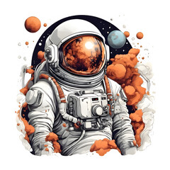 Cartoon Digital Illustration of an Astronaut - Fun Space Adventure Design