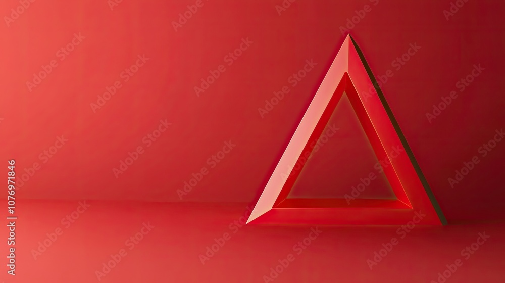 Poster abstract red triangular shape on a matching red background, ideal for modern design projects.