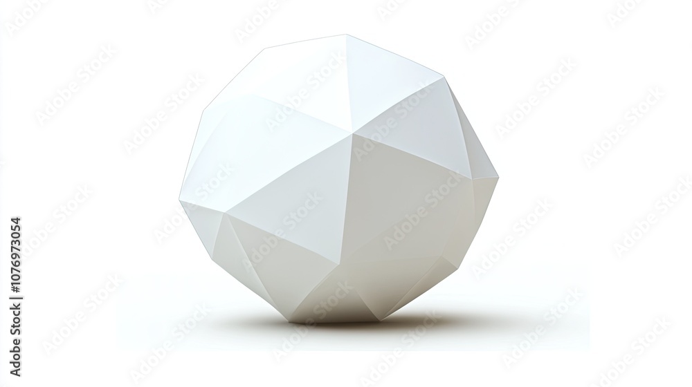 Poster geometric white polyhedron on a clean isolate background for modern design and concept.