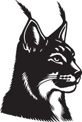 Obraz premium Lynx Silhouette Vector Art on White Background - Stealthy Wild Cat Icon Design