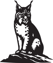 Obraz premium Lynx Silhouette Vector Art on White Background - Stealthy Wild Cat Icon Design